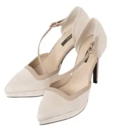 R&E ポインテッドトゥパイピングトラップハイヒールパンプス