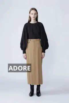 ADORE アドーア ハイツイストサテンロングスカート ブラウン Mサイズ