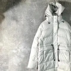 FILA　ダウンコート　長袖　ホワイト　無地　ロング丈　フーディー　フェザー