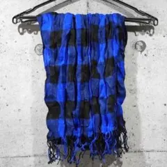 【新品/送料込】★チェックデザイン シワ加工 マフラー/ストール★