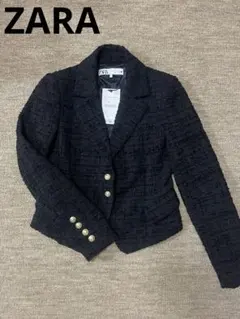 【新品未使用】ZARA ツイードジャケット ブラック S