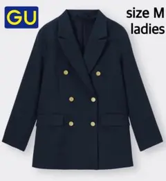 【極美品】GU 紺ブレダブルブレストテーラードジャケット レディース ネイビーM