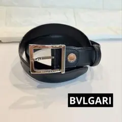 極美品】ブルガリ BVLGARI ベルト スクエア ビジネス シルバー レザー