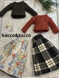 No.4035 ハンドメイド22cmドール服 4点セット（ピアス付き）