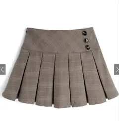 インパン裏地付チェック柄プリーツミニスカート[ac2563]