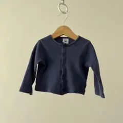 プチバトーネイビー ボタン付きカーディガン 67cm