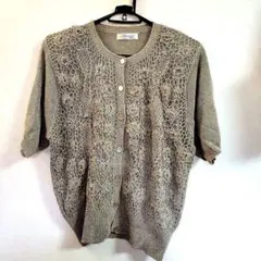 新品　Allen & pico ベージュ レース編み 半袖カーディガン