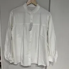 ホワイト フリル襟 バルーンスリーブ シャツ