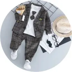 新作♡春　3点セット　キッズ スーツフォーマル チェック柄 男の子 110