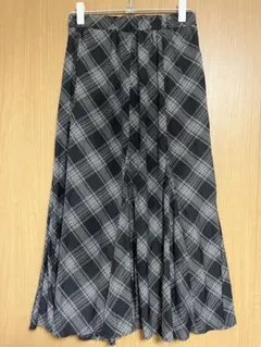 anyFAM チェック柄 フレアロングスカート