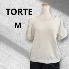 TORTE オープンショルダートップス　パール　薄手　上品　M 白のサムネイル