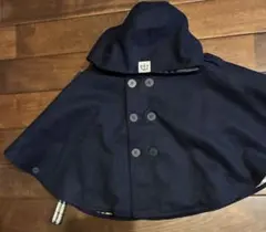 ネイビー ポンチョ フード付き