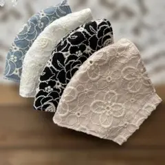 本日のお得品♥️日本製高級綿刺繍レースエレガントマスク4枚⭐️マスクゴム取り付け済