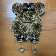 ディズニー ファンキャップ ヒョウ柄 ミニーマウス(手袋付き)
