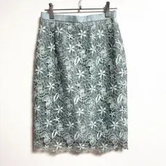 ✨美品✨ ジャスグリッティー S タイトスカート レース 清楚 花柄 モテ 緑
