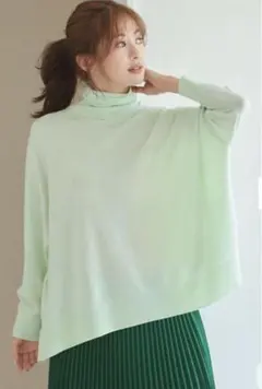 23区 洗えるウールブレンド タートルネック ニット ミント系 38