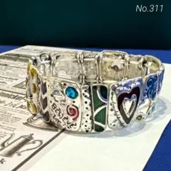 ヴィンテージ デザイン　アクセサリー　ブレスレット　シルバー　カラフル　レトロ