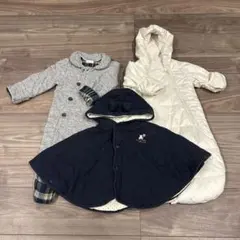 ロンパース ホワイト　グレー　ポンチョ紺　70