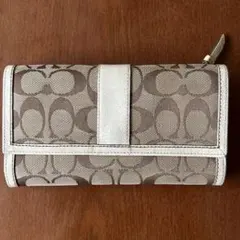 COACH モノグラム 長財布 ベージュ ホワイト 白