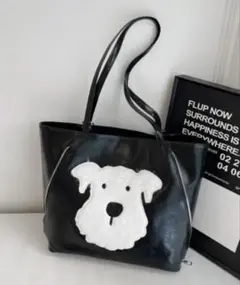 シュナウザー刺繍 黒2wayトートバッグ,リュック