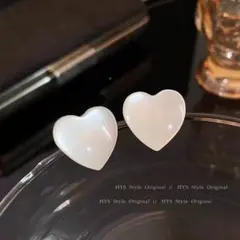 ハート型ホワイトパールピアス