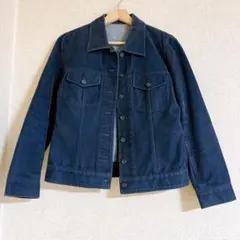 デニム ジャケット M 濃紺 ラメ コットン 防寒 レトロ 無地