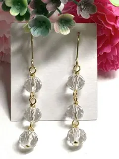 再販　天然石　クリスタル　ピアス　No.A778