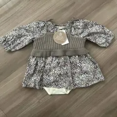 petit main フラワープリントロンパース 80