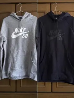新品セット NIKE SB Icon Hoodie XL グレー＆オールブラックのサムネイル