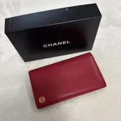 CHANEL レッド 長財布 箱付き