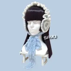 イヤーマフ　ヘッドドレス　サブカル系　天使界隈　ロリータ　ハンドメイド　白　水色