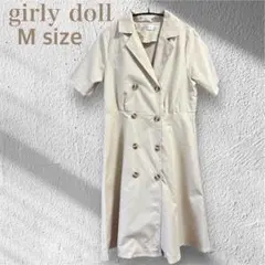 S017 ガーリードール ミニワンピース M ベージュ トレンチ 半袖 羽織り