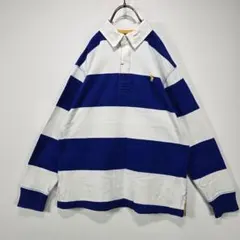 Polo by Ralph Lauren　長袖　ラガーシャツ　ポロ　ボーダー　青