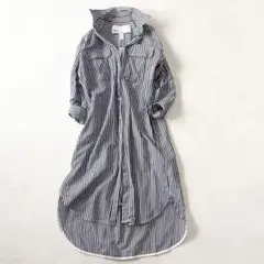 TICCA ティッカ コットンリネン ストライプ シャツワンピース ロングのサムネイル