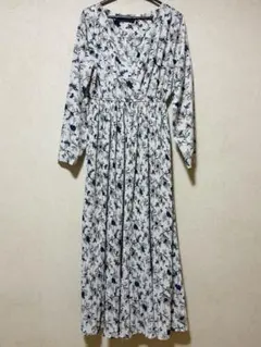 CORNERS/コーナーズ 花柄 プリーツ ロングワンピース カシュクール