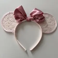 ミニーちゃん　カチューシャ　ディズニーランド•シー　ピンク　レース