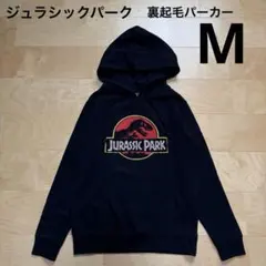 ジュラシックパーク　USJ パーカー　裏起毛　シンプル　黒　ブラック　M 新品