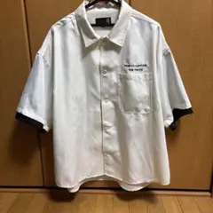 M*N様 ホワイト/ブラック レイヤード半袖シャツ ポケット付き