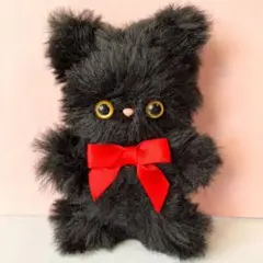 モールドール　ふわふわ　黒猫　モール人形　ぬいぐるみキーホルダー　ハロウィンねこ