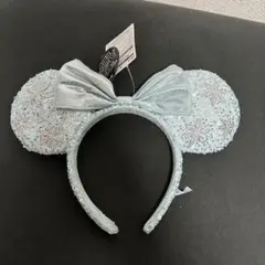 水色 ミッキー耳カチューシャ リボン付き