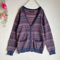 ハンジロー　メンズ長袖カーディガン　ニット　M ノルディック