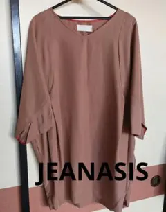 【JEANASIS】1枚で上品コーデ完成！ ブラウン Vネック チュニックのサムネイル