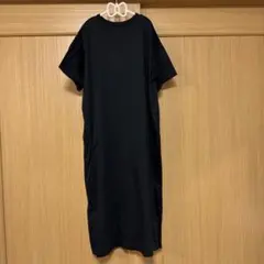 UNIQLO 半袖コットンワンピース黒 カットソーワンピース 半袖 ポケット付き
