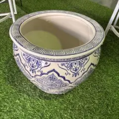 ⭐︎上品⭐︎ ブルーとホワイトの陶器製傘立て だ円型 - メルカリ