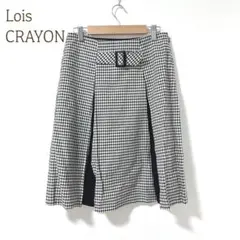 ロイスクレヨン フレアスカート　ギンガムチェック ベルト付 膝丈（M） コットン
