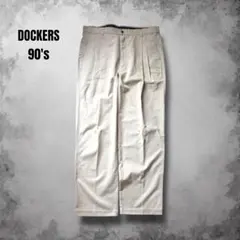 90s USA製DOCKERS ツータックワイドパンツ 白チノパン ヴィンテージ