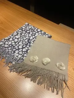 ファー付きマフラーとレオパード２枚セット　k