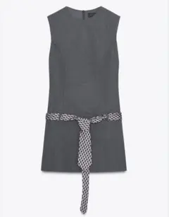 ZARAグレー ノースリーブ ミニワンピース S