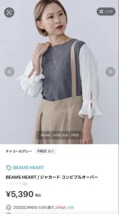 BEAMS HEART ジャカード コンビプルオーバー FREEのサムネイル
