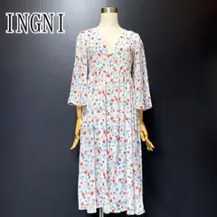 ★ INGNI イング 小花柄 マキシ丈 ふわ軽シフォン ボタンワンピース